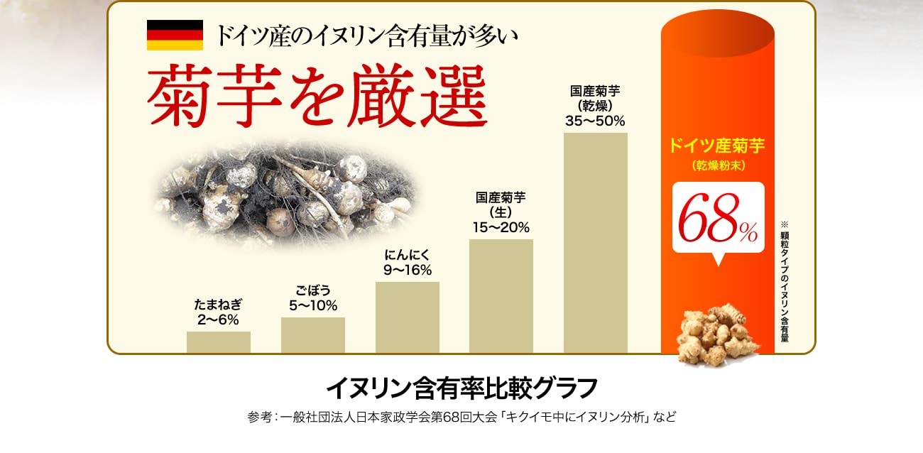 ドイツ産のイヌリン含有量が多い菊芋を厳選